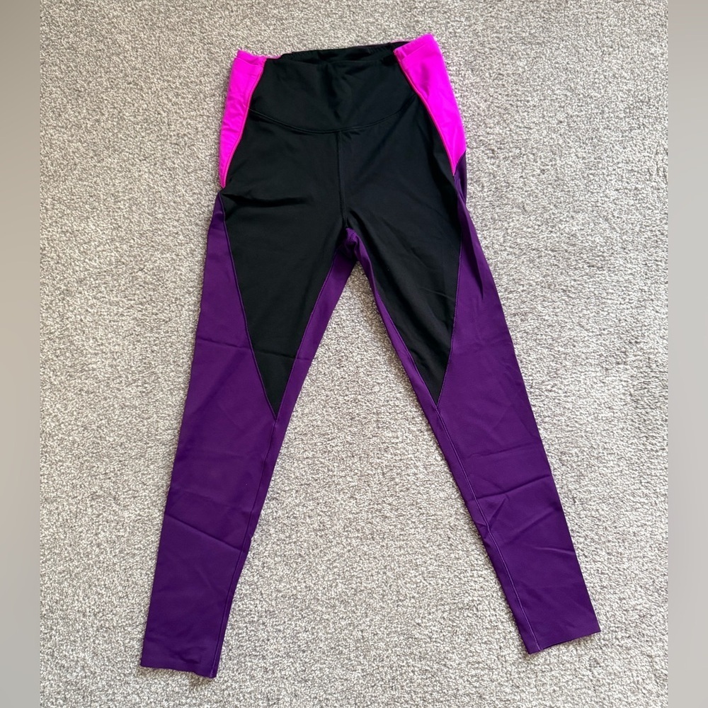 Athletic Victoria's Secret Black and Purple Leggings